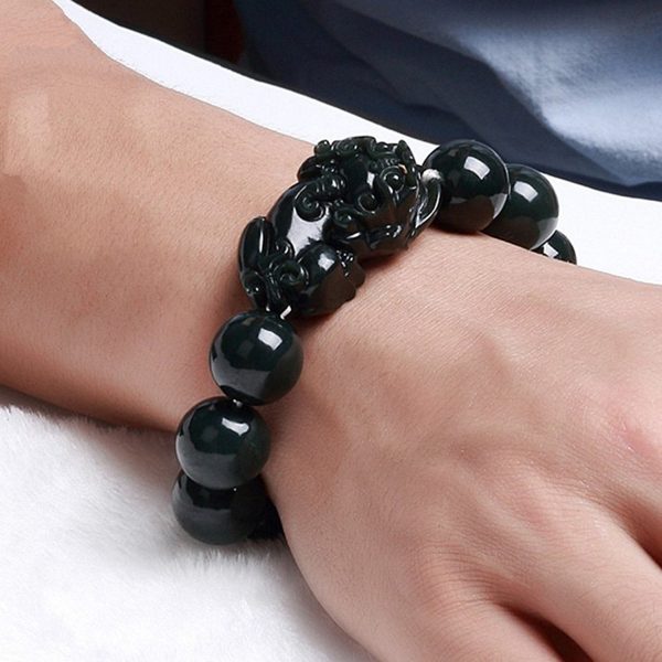 Feng Shui Style Dark Green Jade Bracelet - Image 2